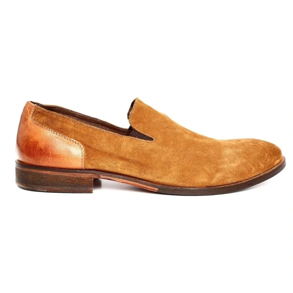 Men's Tan Suede Slip-On Loafers